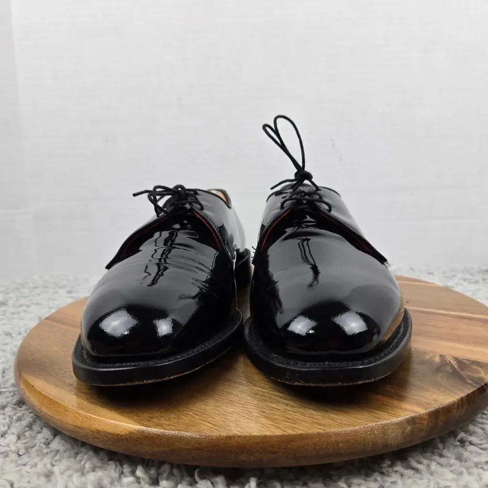 Allen Edmonds Mens 9 3E Wide Spencer Black Patent Leather Derby Tuxedo Formal